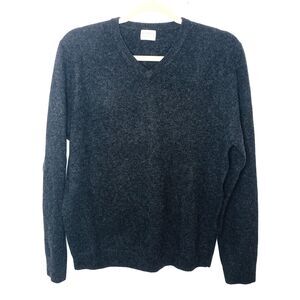 Barrow & Grove Mens Gray V Neck Long Sleeve Cashmere Pullover Sweater Sz M